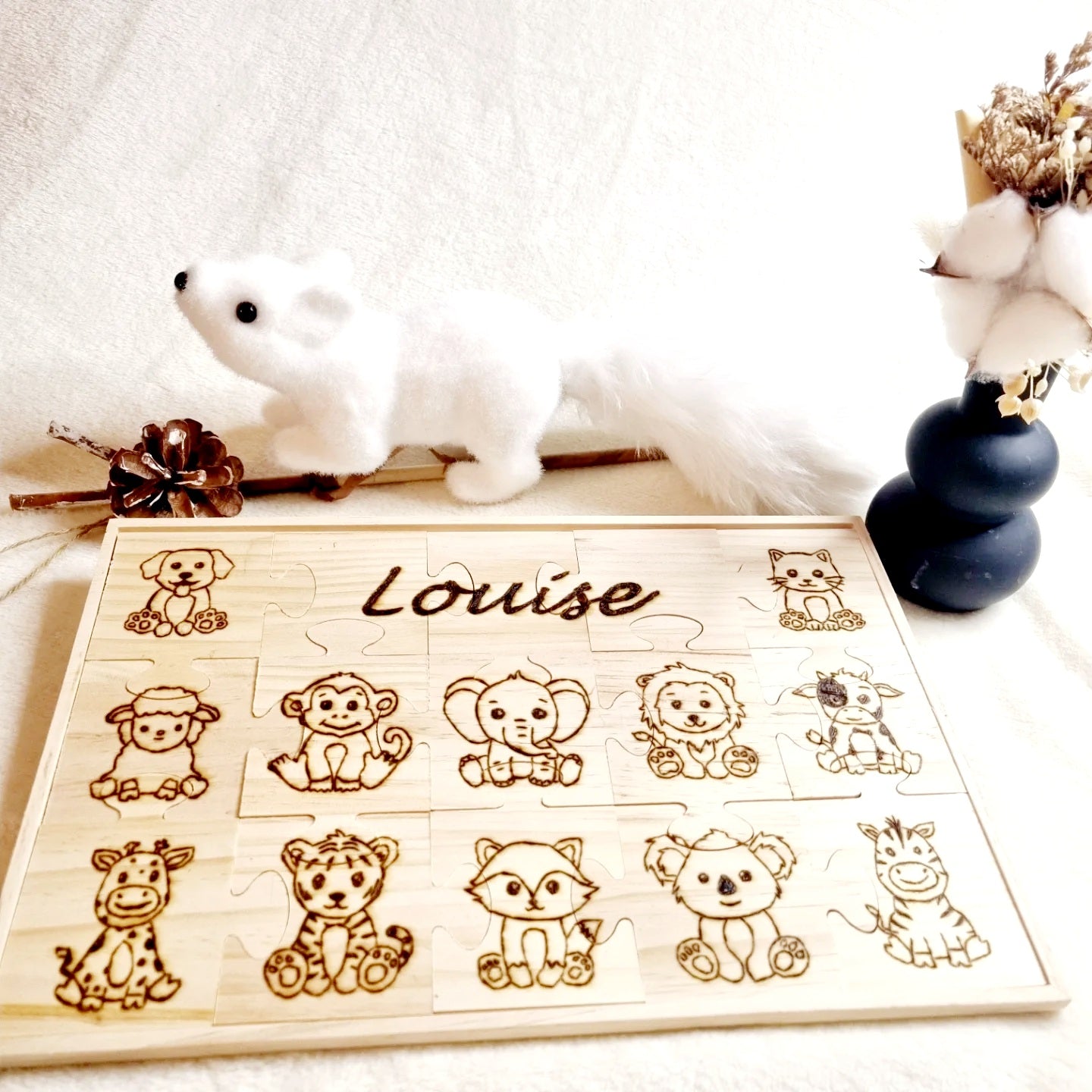 Puzzle en bois animaux personnalisé