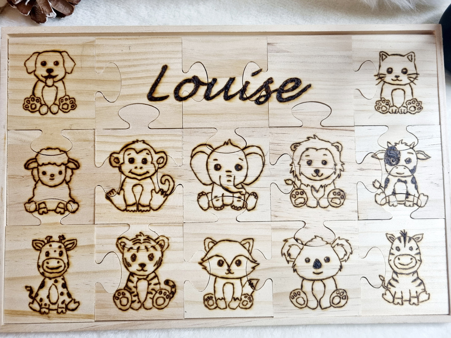 Puzzle en bois animaux personnalisé